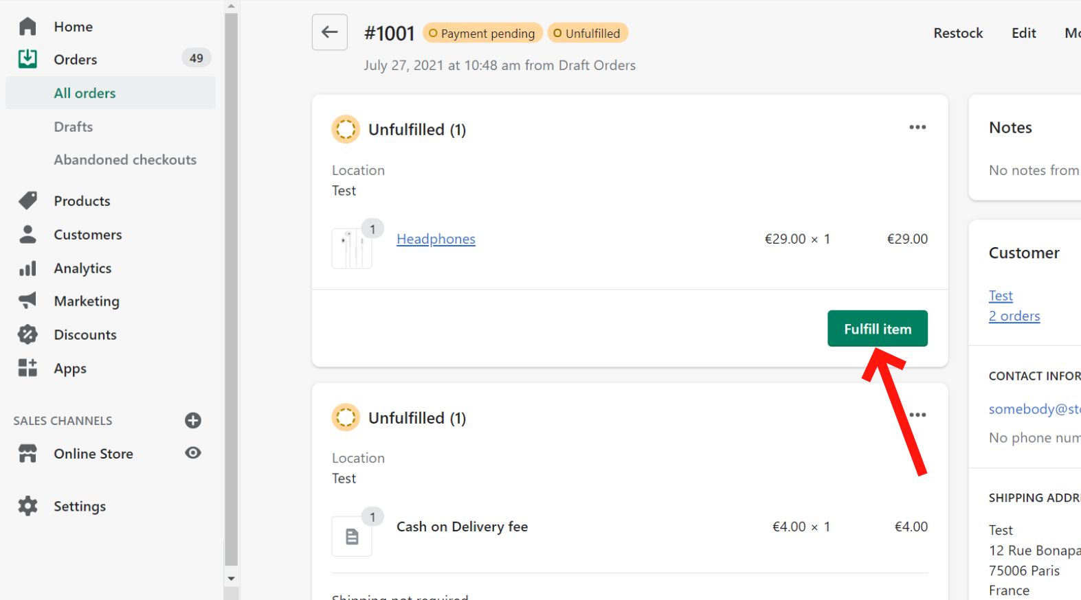 How to ship a Cash on Delivery order from Shopify Admin